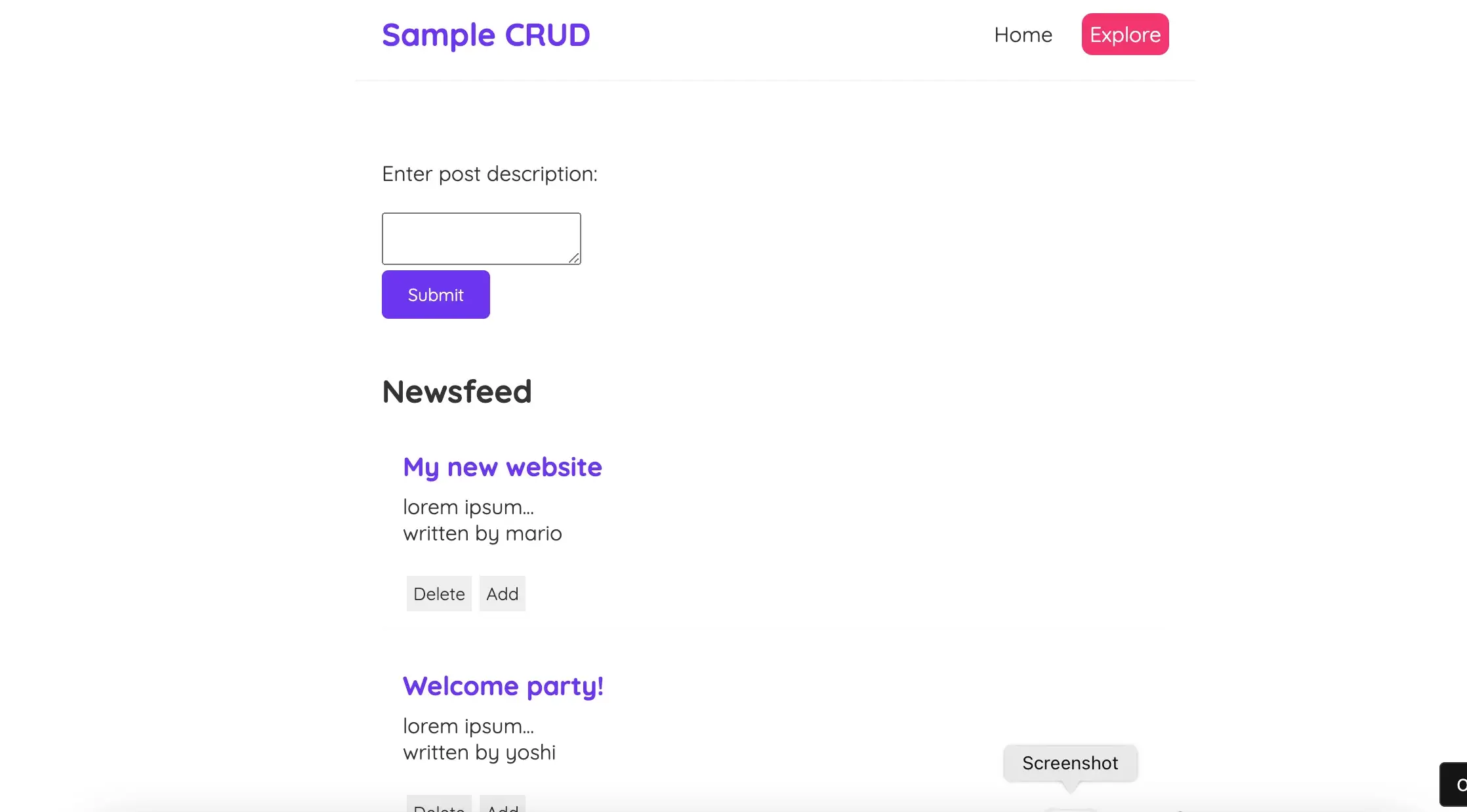 React.js CRUD Blog